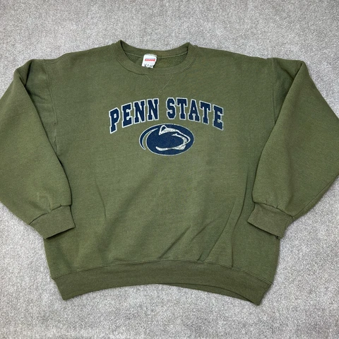 VINTAGE Penn State Sweatshirt Soffe Mens Large Green Pullover Spell Out USA Made Cover