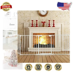 121 Inch Baby Safety Gate - 5 Panel Adjustable Fireplace & Pet Isolation Fence - Picture 1 of 10