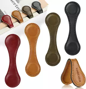 4 Pcs Magnetic Bookmarks, Classic Stitched Leather Bookmark, Lasable Engravable - Picture 1 of 12