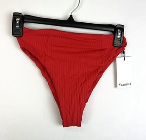 Vitamin A Women’s High Waist  Very Cheeky Red High Leg Bikini Bottom Size XS - Picture 1 of 3