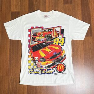 Vintage Bill Elliot McDonalds 1998 White Tshirt Size Large Nascar No 94 Racing