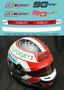 1/2   Decals ad Acqua per 90 th  Years  Logo Helmet  Leclerc 2019 F1 TBD424 - Picture 1 of 1