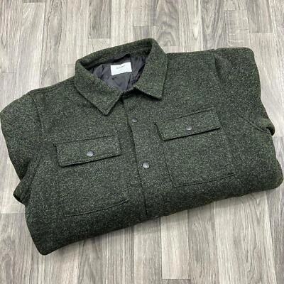 OLD NAVY Snap Front Flap Pocket Insulated Green Fleece Shirt Jacket Men's 3XL - Image 1 of 4