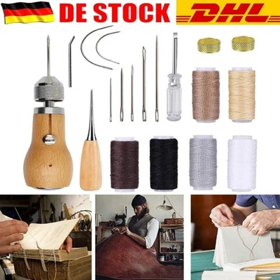 Schuhmacher und Sattler Nähset Leder Nähahle mit Gewachstem Ledergarn DE - Bild 1 von 4