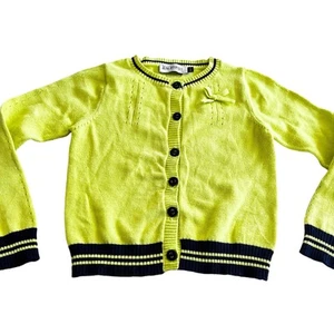 Jean Bourget girls lime green navy cardigan sweater size 4 - Picture 1 of 6