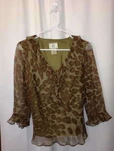 Vintage Ice Y2K Silk Top Small Green Ruffle Tie Indie Sleeaze Fairy Grunge - Picture 1 of 11