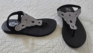 Skechers Damen-Flip-Flop-Sandalen Größe/US 8 schwarz Strass Yoga Schaumstoff - Bild 1 von 10