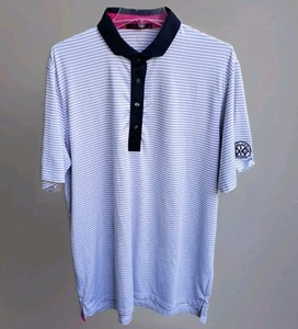 Men's Greyson Polo Golf Shirt St Andrews Country Club, Size XL White Striped - Picture 1 of 9