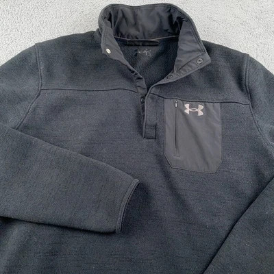 Under Armour Pullover Mens XL Black Specialist Henley 2.0 Sweater Fleece Warm - Image 1 of 4
