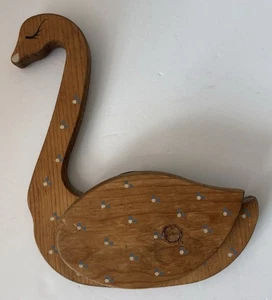 Vtg Wooden Duck/Goose Shaped Painted Floral Wall Mounted Note Holder Cottagecore - Picture 1 of 12