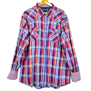 Wrangler Mens Long Sleeve Button Up Shirt XXL Western Cowboy Rodeo FlipCuff Snap - Picture 1 of 15