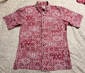 Surf Pendleton Reyn Spooner L Hawaiian Shirt Red Geometric Button Up Mens - Picture 1 of 9