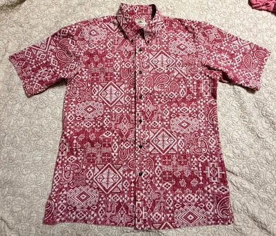 Surf Pendleton Reyn Spooner L Hawaiian Shirt Red Geometric Button Up Mens - Image 1 of 4
