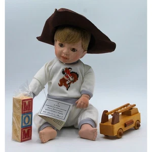 Lot of 3: Billy the Cowboy Porcelain Doll, Firetruck, and Blocks | Please Read - Picture 1 of 5