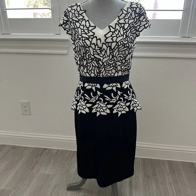 Antonio Melani Peplum Floral Lace Cap Sleeves Midi Dress Lined SZ 6 NWT Wedding - Image 1 of 4