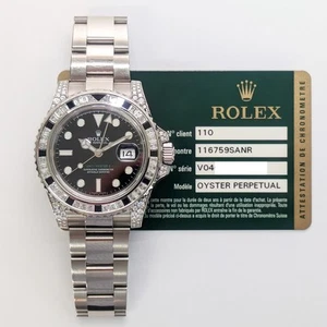 2008 Rolex GMT-Master II 116759SANR, 40mm, White Gold, Sapphire & Diamond Bez... - Picture 1 of 12