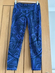 SWEATY BETTY blue abstract 7/8 Leggings Women's small uk 8-10 - Picture 1 of 9