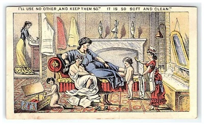 L I Fisk & Co Pure Soaps Victorian Trade Card Home Scene Wash Washing Laundry - Image 1 of 2
