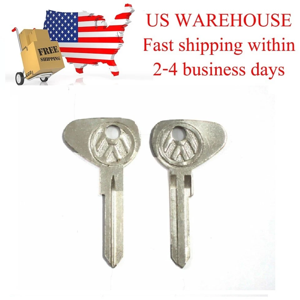 2 VW KEY BLANK FOR VOLKSWAGEN BEETLE BUG 1967 1968 1969 1970 67-70 US WAREHOUSE - Image 1 of 4