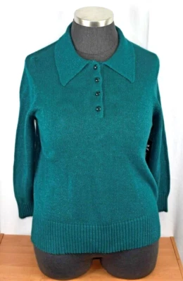 Suéter Maggie Sweet Pullover Talla Grande 1X Verde Azulado Cuello Metálico De Colección Foto 1 de 2