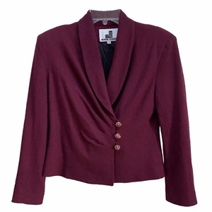Vintage Asymmetrical Wool Jewel Button Blazer Downton Abbey Queen Elizabeth - Picture 1 of 12