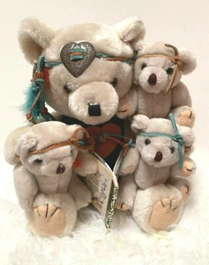 Oso narrador nativo americano madre peluche de colección raro 3 cachorros ~ libro - Imagen 1 de 6