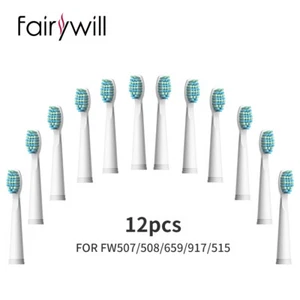 12pcs Soft Electric Toothbrush Replacement Brush Heads Fairywill 507 508 917 659 - Picture 1 of 8