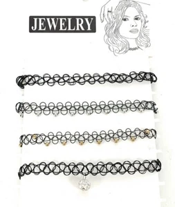 Gargantilla Tatuaje Negro Collar Elástico Retro Henna De Colección Boho Años 90 NUEVO - Imagen 1 de 2