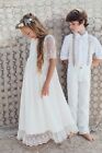 Les Petit Inclassables Thelma Robe Long White Dress Little Girls 4A Short Sleeve