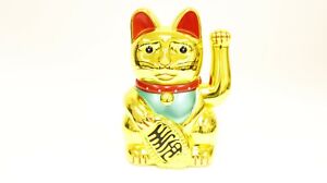 Gold Happy Beckoning Fortune Happy Cat Maneki Neko Battery Powered Toy Cute 