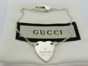 Gucci Sterling Silver Trademark Heart Bracelet