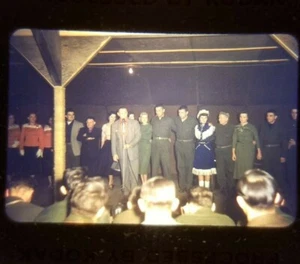 Pusan Korea Korean War "Camp Show Party" 1950s 35mm Slide Red Border Kodachrome! - Picture 1 of 3