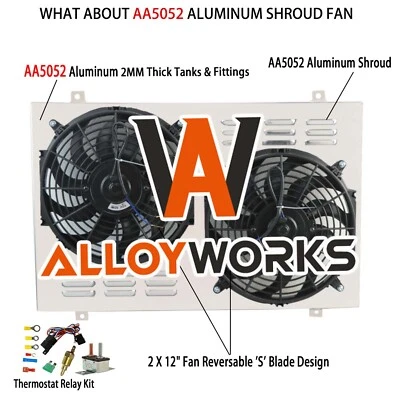 Aluminum Shroud 12"Fan+Relay For 1982-1992 87 Chevy Camaro Pontiac Firebird V8 Foto 1 de 4