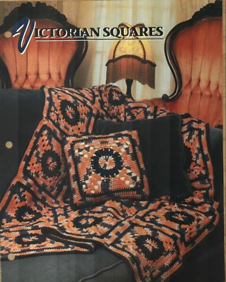 NUEVO EDREDÓN DE GANCHILLO VICTORIANO CUADRADOS ANNIE'S E INSTRUCCIONES DE PATRÓN DE CLUB AFGANO Foto 1 de 2