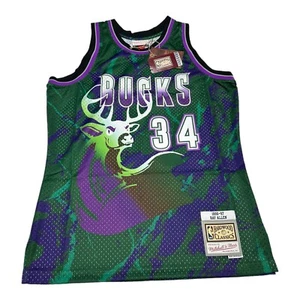 Mitchell & Ness Ray Allen Milwaukee Bucks NBA Marble Swingman Jersey 1996 Sz M - Picture 1 of 8