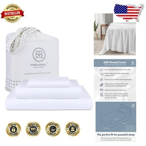 Elegant White 100% Cotton Twin XL Sheets - 15” Deep Pocket, Machine Washable - Picture 1 of 10