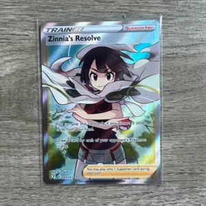 POKEMON CARD TCG - EVOLVING SKIES - ZINNIA'S RESOLVE 203/203 - FULL ART TRAINER - Picture 1 of 2