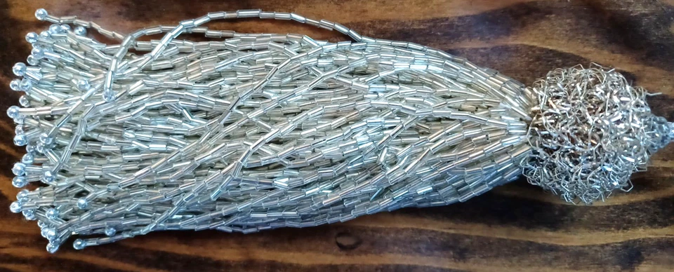 Conjunto de 2 borlas frisadas 8" contas de prata decoração para casa costura artesanato cortinas - Imagem 1 de 1