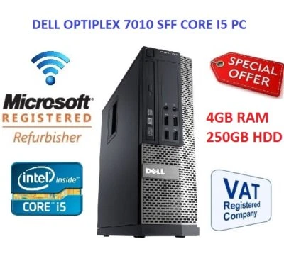 Dell Optiplex 7010 SFF - INTEL I5 4GB 250GB Windows 10 WiFi Desktop PC Computer - Image 1 of 4