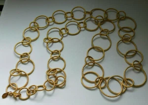 Joan Rivers Gold Glitter Necklace, Interlocking Circles, 38" - 40" - Picture 1 of 4