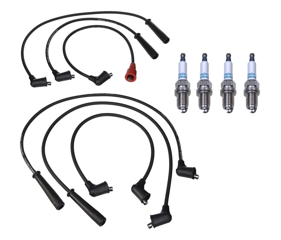 Denso Wire Set 7mm & 4 Iridium Long Life Spark Plugs .032 Kit For Geo Tracker L4 - Image 1 of 1