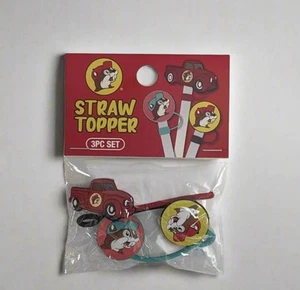Buc-ee's Straw Topper 3 piece set - New in Package - Red Truck, Logo - Picture 1 of 1