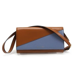Marni Bolso de Hombro Bandolera Cartera Cuero Azul Claro Marrón Usado Auténtico Envío - Imagen 1 de 10