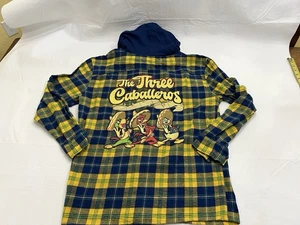 Disney Parks The Three Caballeros Full Zip Hoodie Yellow/Blue Plaid • Medium - Picture 1 of 7