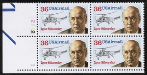 US USA Sc# C119 MNH FVF PL# BLOCK Igor Sikorsky VS300 Helicopter - Picture 1 of 1