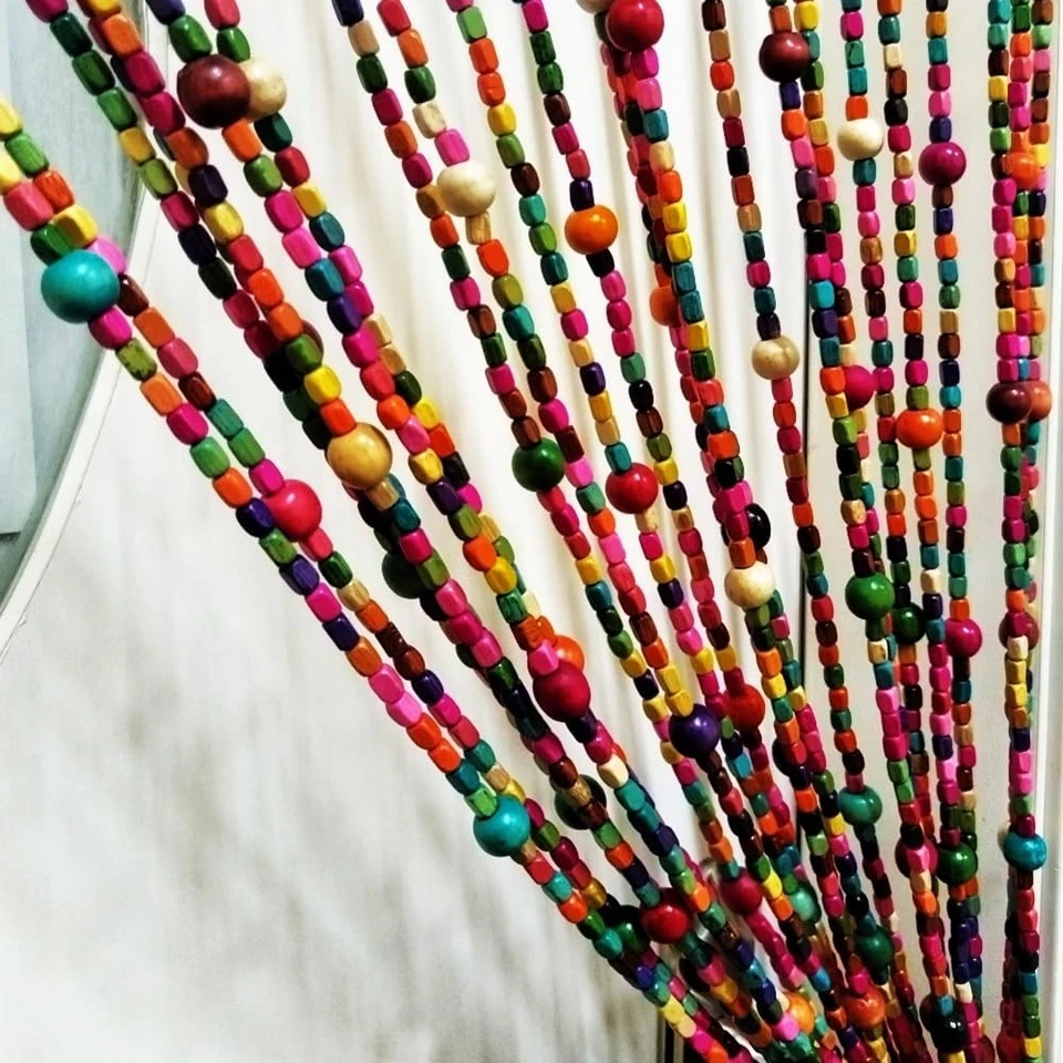 Rainbow Colorful Hippie Wood Door Beaded Curtain Boho-Bohemian Wooden Doorway... - Image 1 of 4