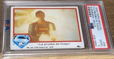 1978 TOPPS MEXICAN SUPERMAN-MOVIE#46 LA PRUEBA DE FUEGO! PSA GRADED 2 GOOD POP 1 - Image 1 of 3
