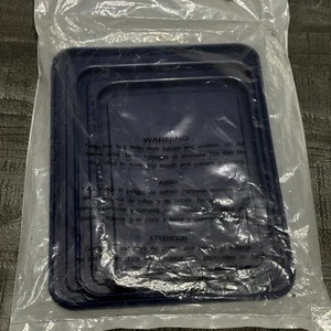 Pyrex 3-Piece Rectangle Lid Set - 3-Cup, 6-Cup, 11-Cup Blue Plastic Made in USA - Picture 1 of 4