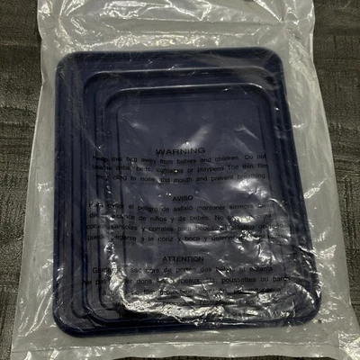 Pyrex 3-Piece Rectangle Lid Set - 3-Cup, 6-Cup, 11-Cup Blue Plastic Made in USA - Image 1 of 4