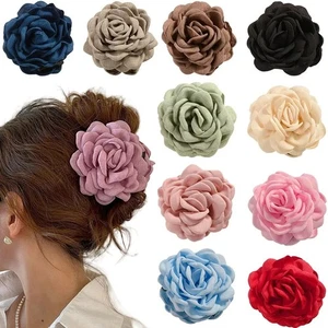 16 Farben Schweiß mittelgroß Baumwollstoff Rose Blume Haarkralle Clips für Frauen - Bild 1 von 36